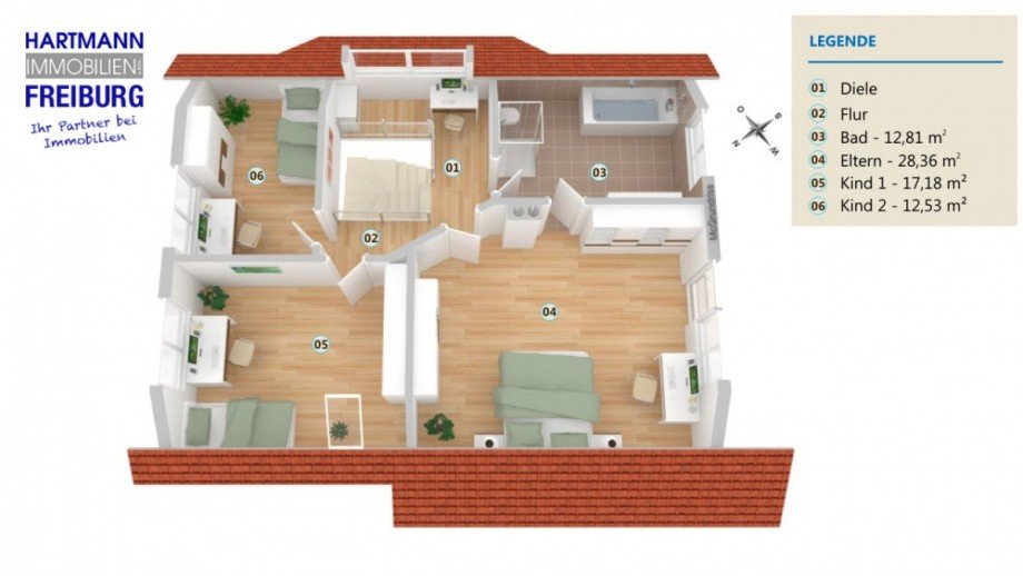 Grundriss 3D-DG Einfamilienhaus Freiburg im Breisgau